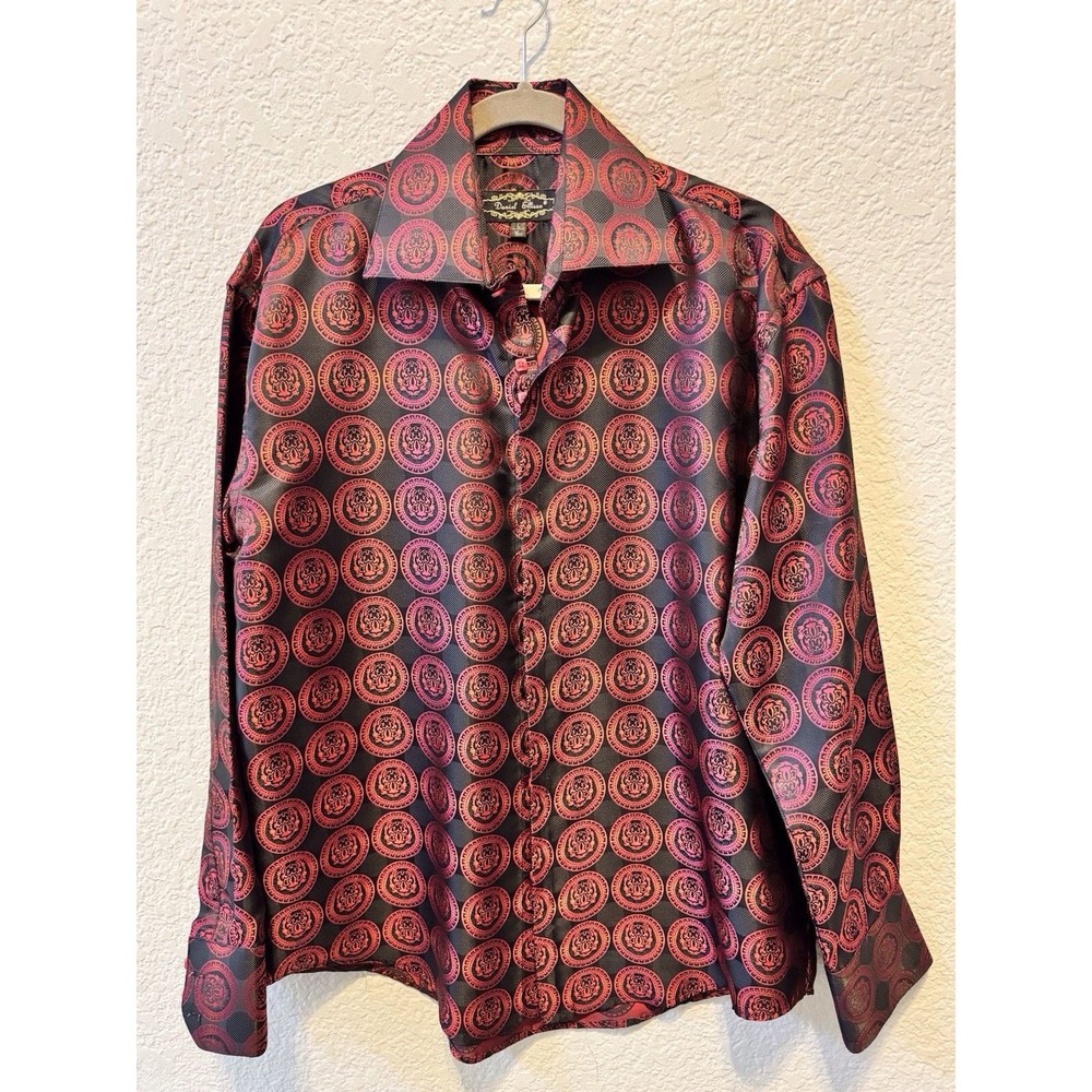 Men's Party Wear Shirts High Collar Red Coin DANIEL ELLISSA